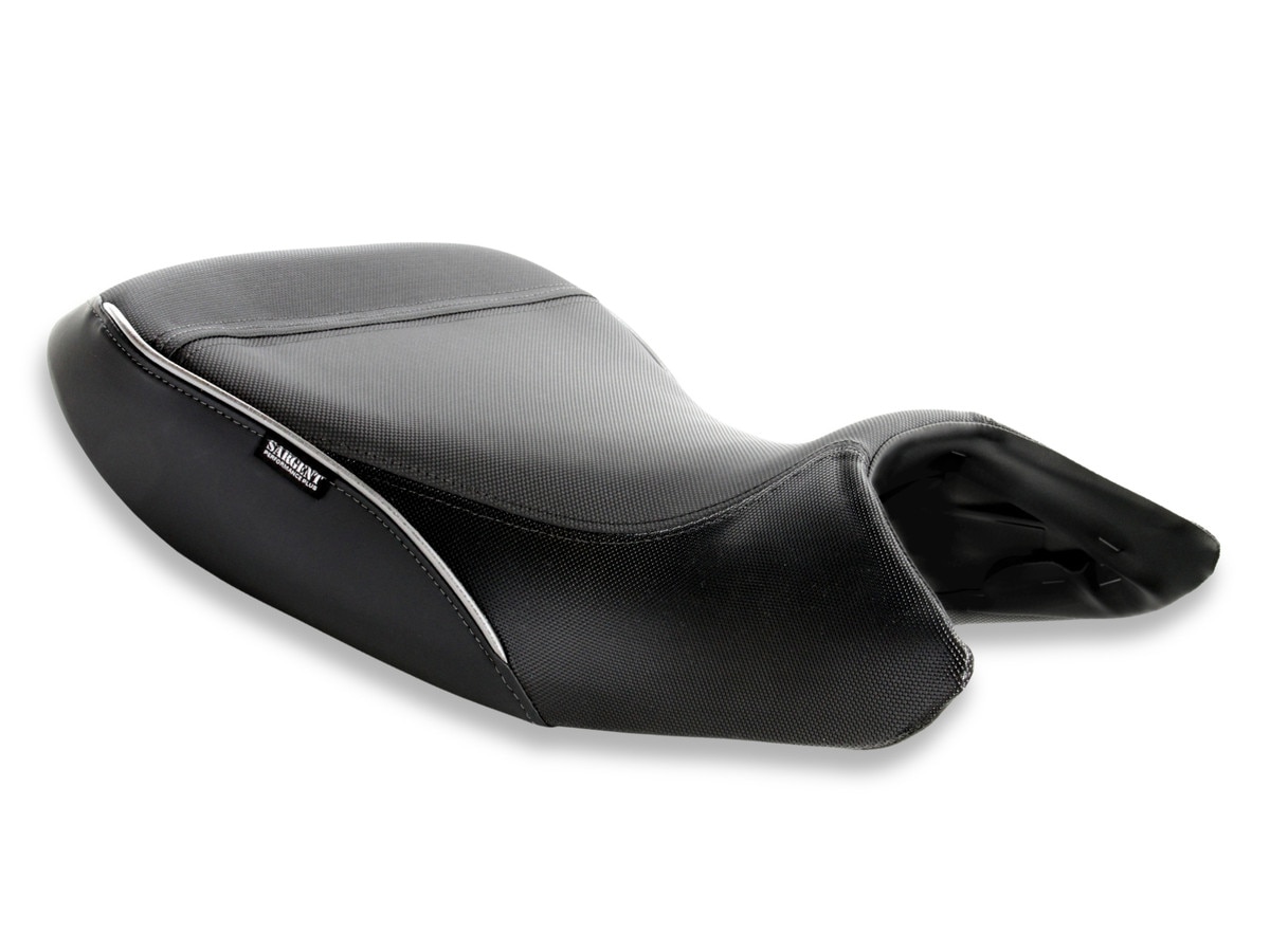 World Sport Aftermarket Motorcycle Front Seat Only for the Honda NT1100 shown with Performance Plus upholstery with DTX and metallic silver welt and stitch (WS-710F-SE)..